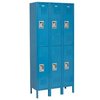 Global Industrial Double Tier Locker, 12x12x36, 6 Door Ready To Assemble, Blue 254124BL